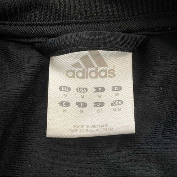 Adidas Women’s Track Jacket Medium Black 3 Stripe Full Zip Athletic Warm Up Socc - Picture 7 of 9